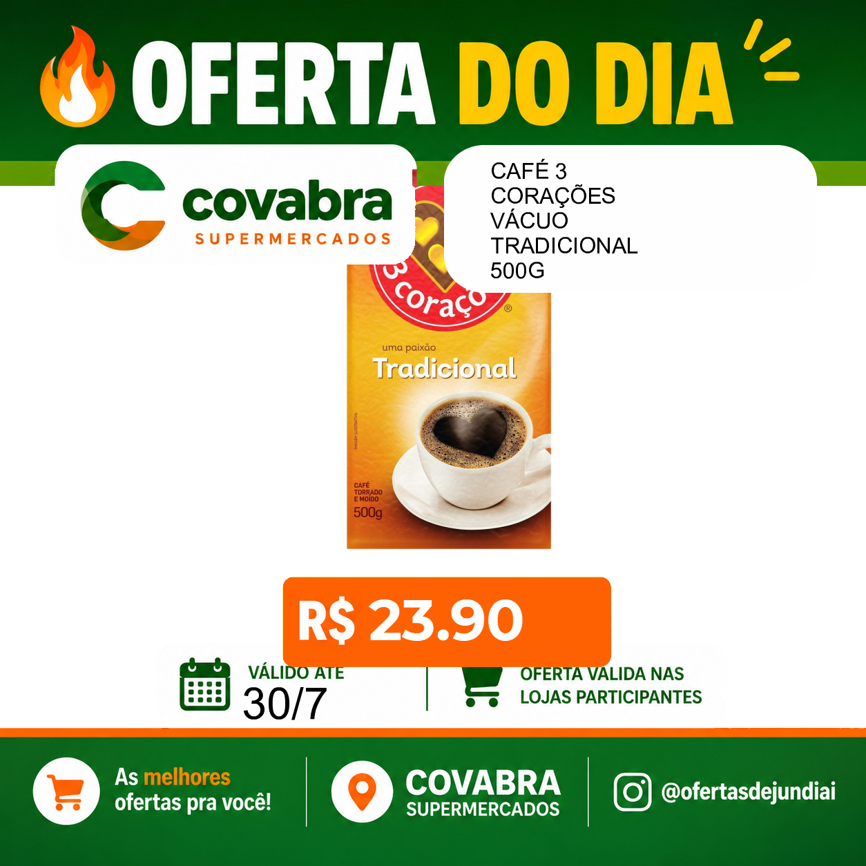 Foto do produto CAFÉ 3 CORAÇÕES VÁCUO TRADICIONAL 500G