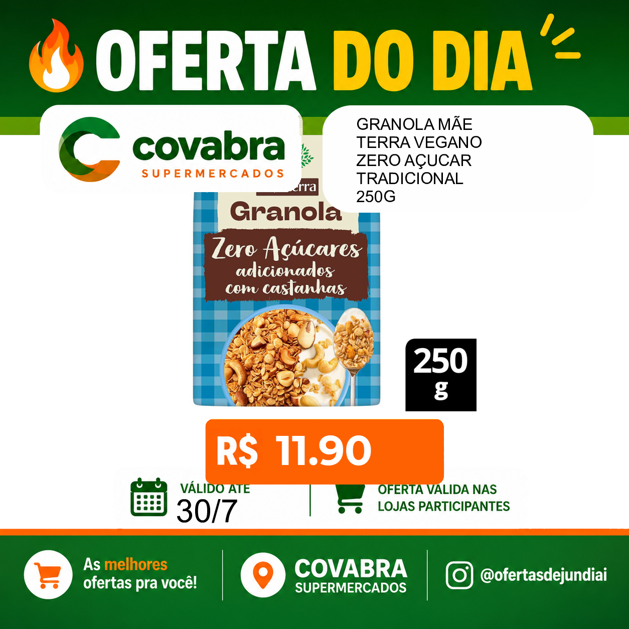 Foto do produto GRANOLA MÃE TERRA VEGANO ZERO AÇUCAR TRADICIONAL 250G