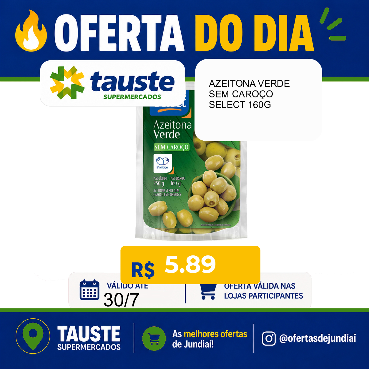 Foto do produto AZEITONA VERDE SEM CAROÇO SELECT 160G